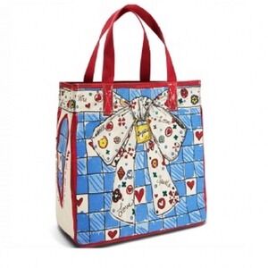 NWT Brighton Sparkle Love Canvas Tote Bow Cherry Cat‎ Print New MSRP $150